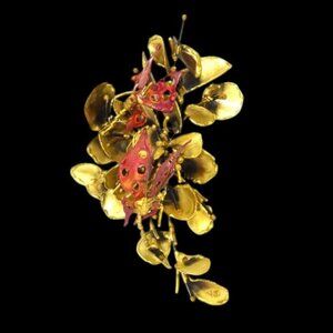 MCM Stephen Vat Brutalist Wall Sculpture Signed Brass Cooper  Dragonflies